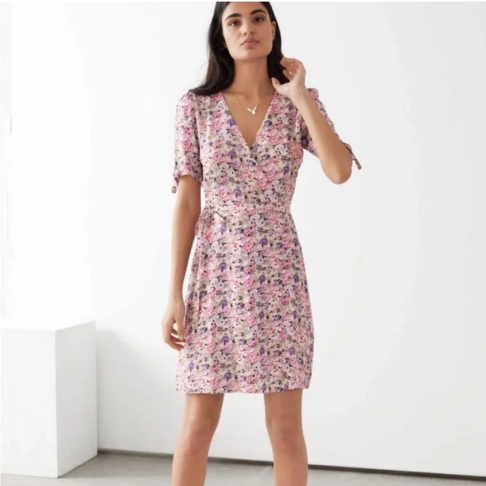 & Other Stories Pink Puff Sleeve Midi Sundress
